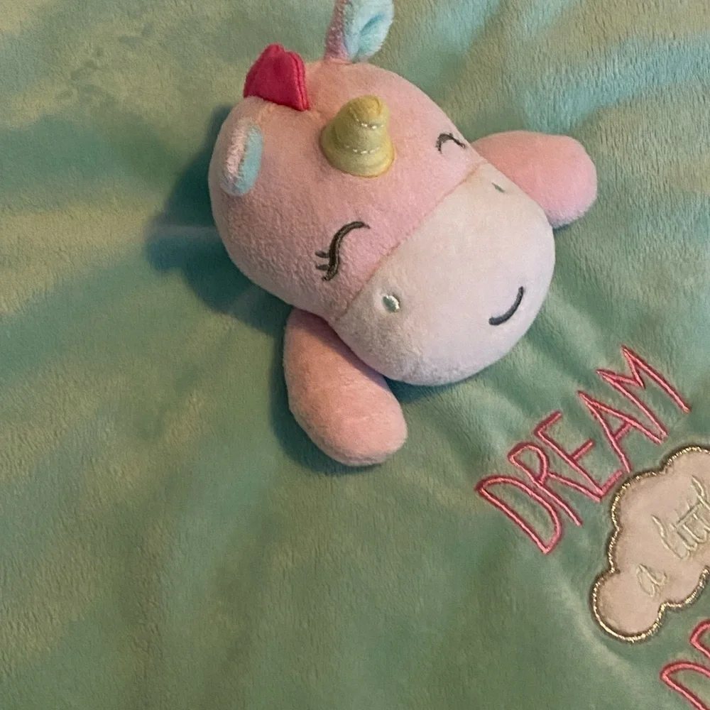 Baby Starters Unicorn Lovey Rattle Mint Green Plush & Satin Dream A Little Dream - Picture 2 of 11